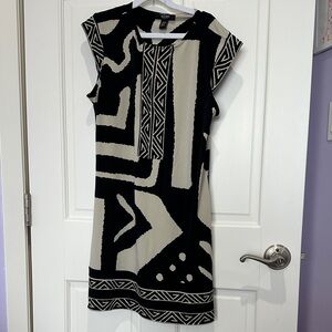 Alfani Black and Cream Abstract Mini Dress